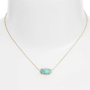Kendra Scott Gold Aqua Kyocera Opal Necklace